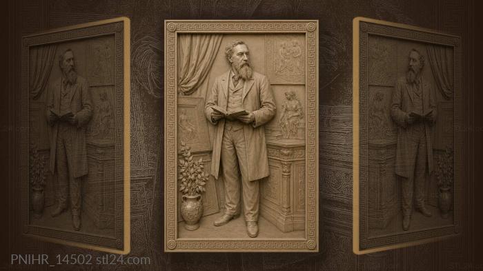Pavel Tretyakov holding an open book 3d STL model