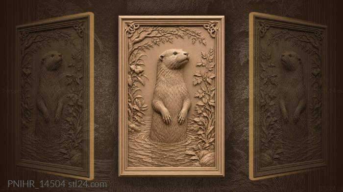 Otter among water and leaves 3d STL model