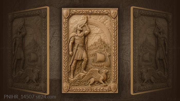 Warrior horn rainbow distant city 3d STL model