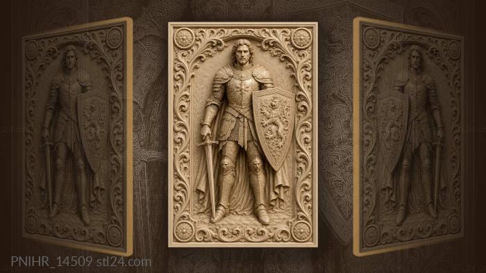 Heraldic device upon round shield 3d STL model