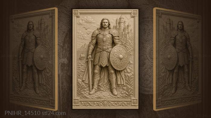 Castle by the sea behind a swordsman 3d STL model