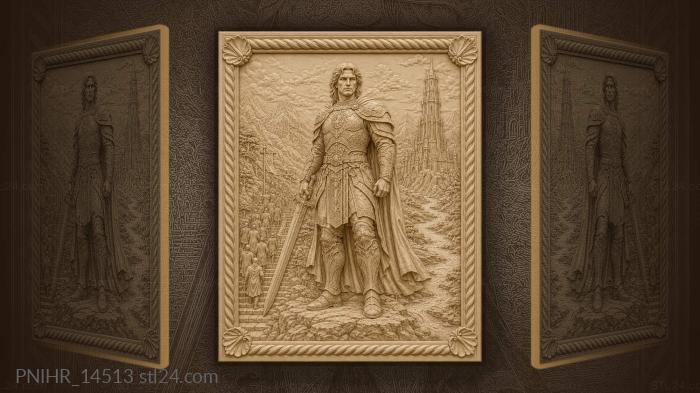 River and tower behind a warrior 3d STL model