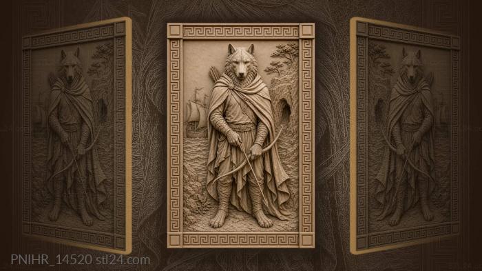 Wolf archer before ship and cave 3d STL model