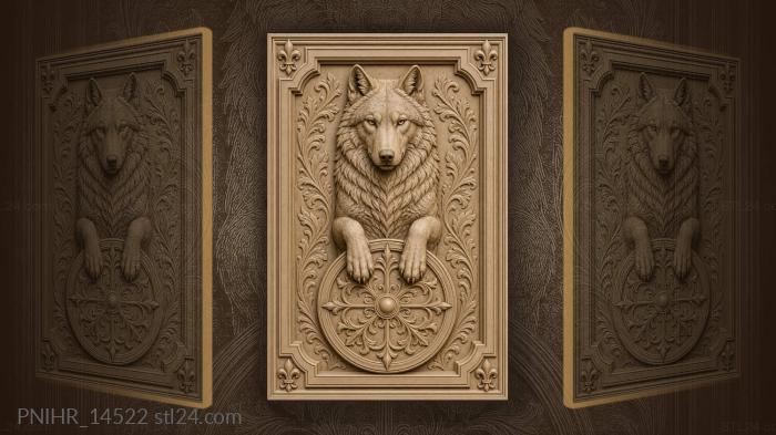Majestic wolf upon ancient symbol 3d STL model