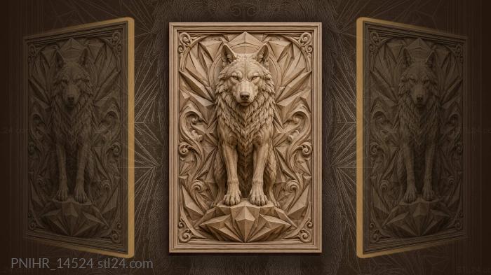 Majestic wolf on geometric foundation 3d STL model
