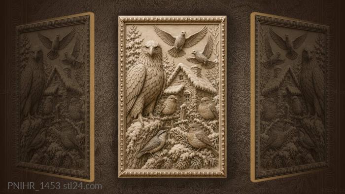 Winter birds and proud eagle 3d STL model