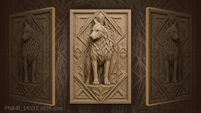 Angular wolf on a diamond base 3d STL model