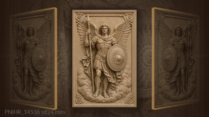 Angel with a spear standing in clouds 3d STL model