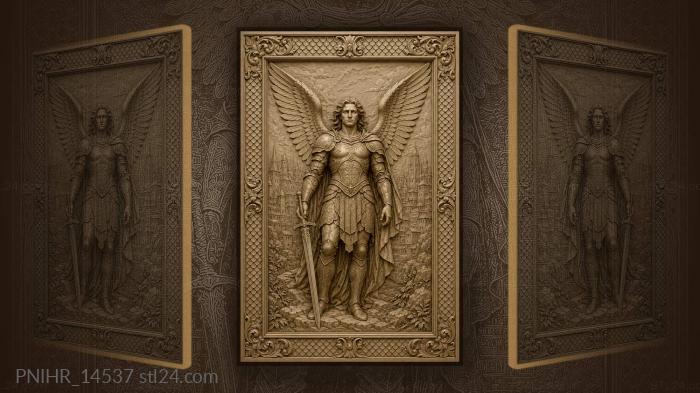 Angel warrior over ancient city 3d STL model