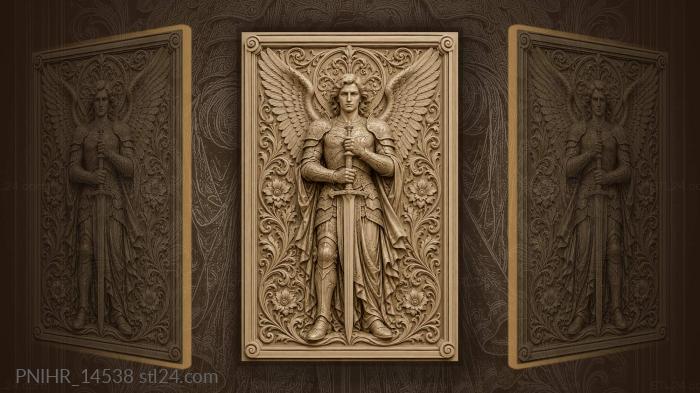 Armoured angel with sword across chest 3d STL model