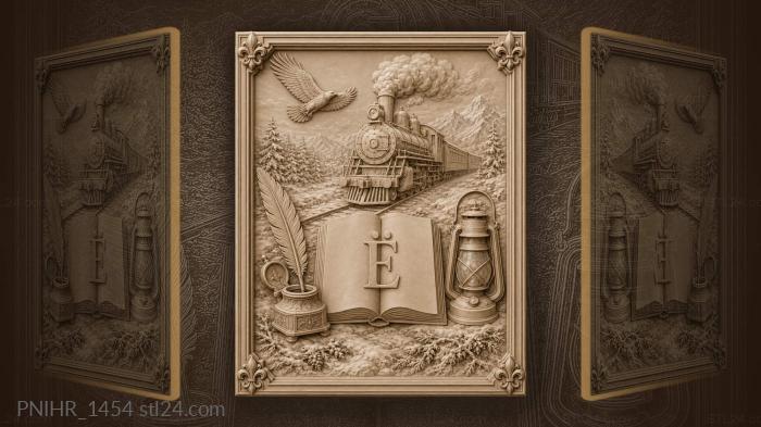 Winter train with open book 3d STL model
