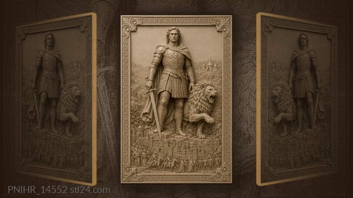 Lion at a knights feet before the tents 3d STL model