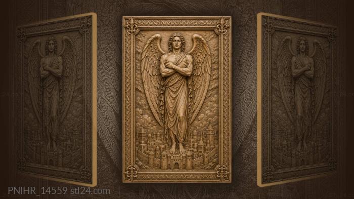 Winged guardian over ancient city 3d STL model
