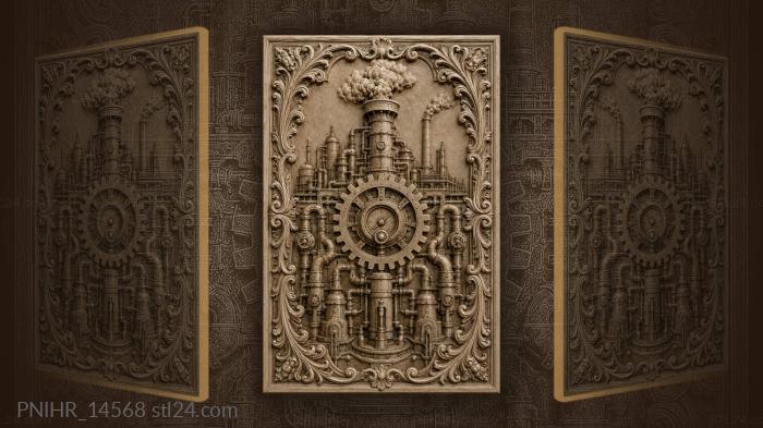 Steampunk gear industrial city vista 3d STL model