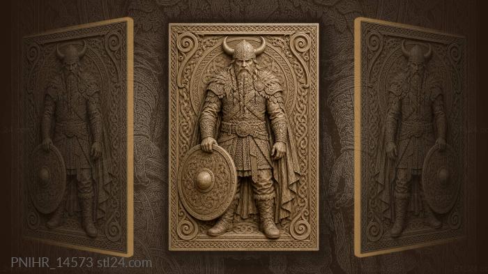 Viking warrior with shield and knotwork 3d STL model