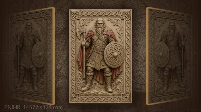 Fighter in red cloak with battle axe 3d STL model
