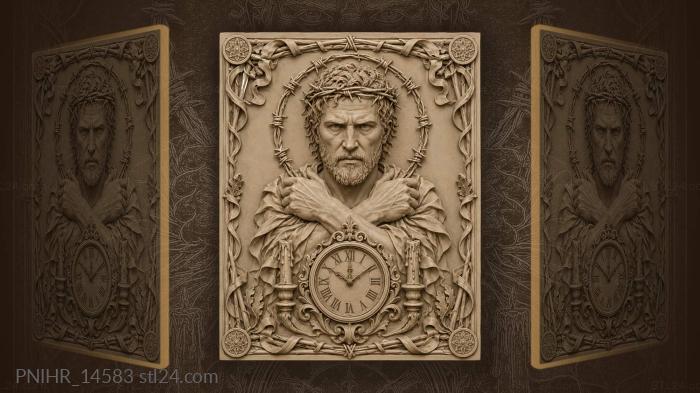 Barbed wire, face, roman clock 3d STL model