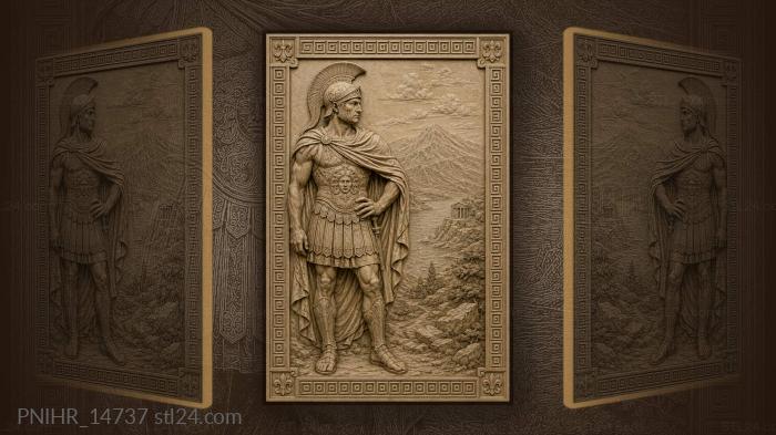 Cloaked warrior before a wide valley 3d STL model