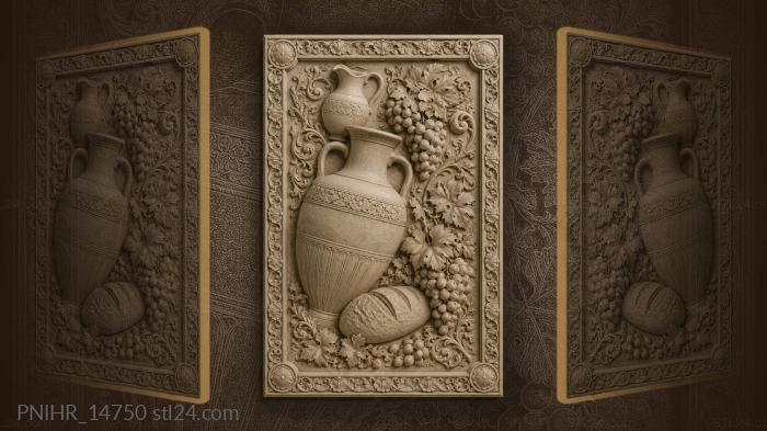 Amphora grapes bread still life 3d STL model