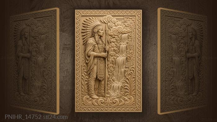 Warrior with spear and waterfall 3d STL model