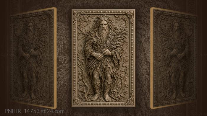 Mossy elder holding armful of leafy twigs 3d STL model