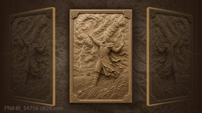 Figure in storm clouds above grass 3d STL model