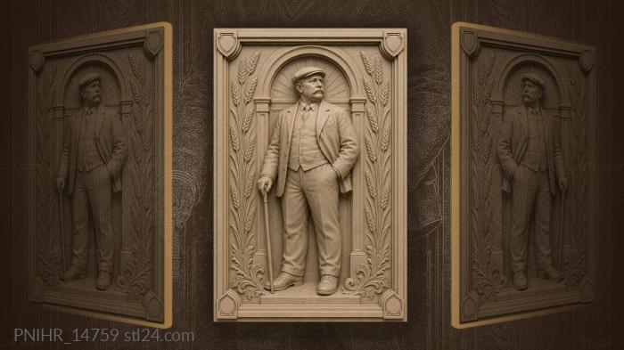 Gentleman with wheat and doorway 3d STL model