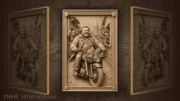 Motorcycle ride with rooster and chicks 3d STL model