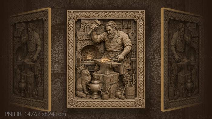 Cat and samovar at the smith feet 3d STL model