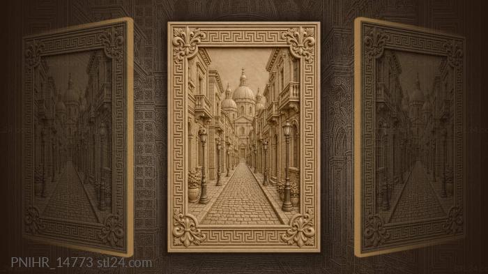Lamplit street leading to the church 3d STL model