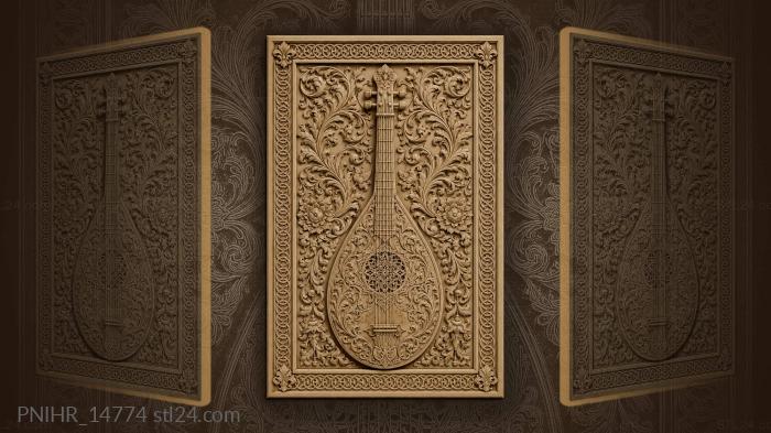 Lute with floral geometric border 3d STL model