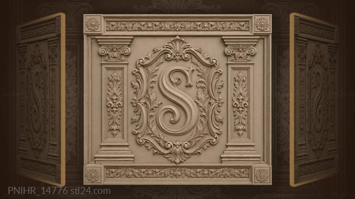 Elegant monogram with sunburst frame 3d STL model