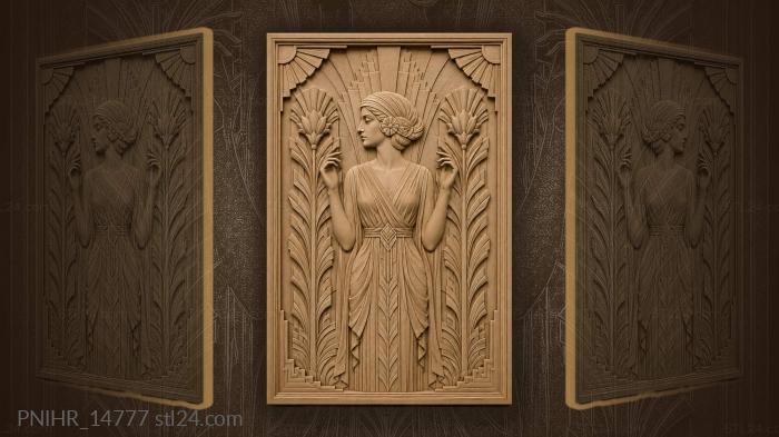 Deco lady with floral symmetry 3d STL model
