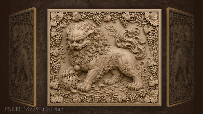 Chinese guardian with a silk ball 3d STL model