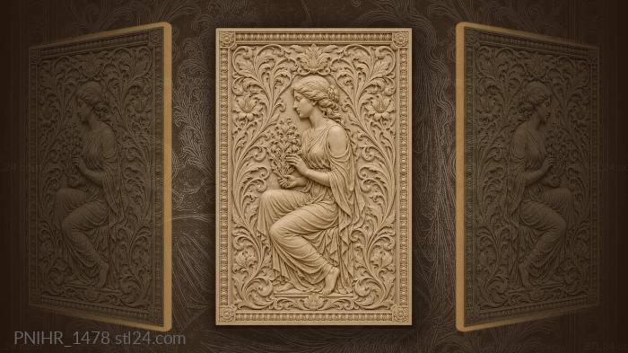 Flowers in her hands among winding vines 3d STL model