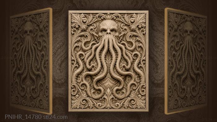 Cthulhu tentacles swirling acanthus frame 3d STL model