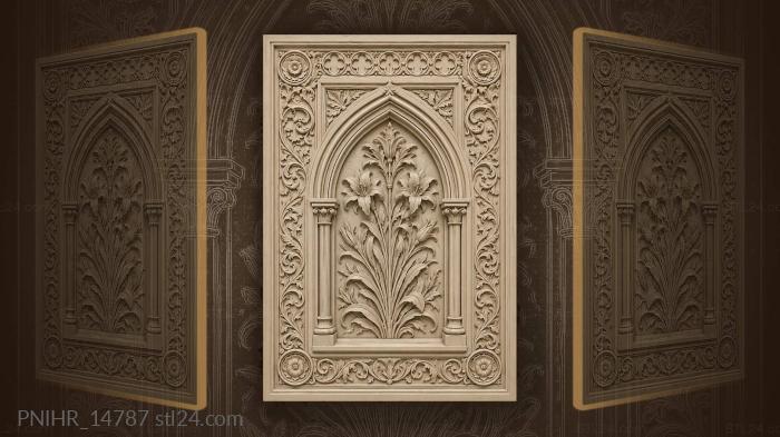Gothic arch floral window detail 3d STL model