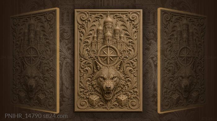 Cathedral wolf dice compass rose 3d STL model
