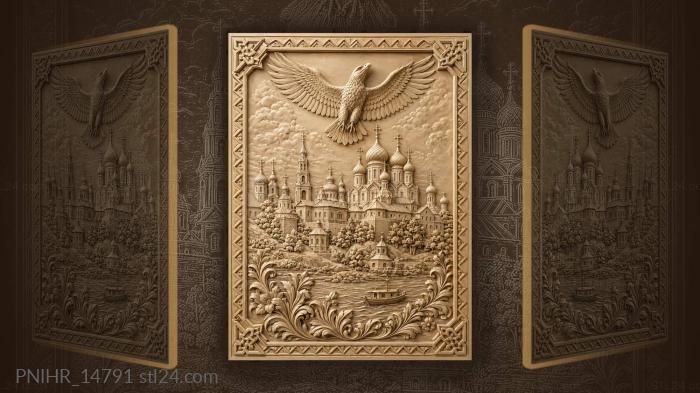 Church by the river eagle soaring 3d STL model