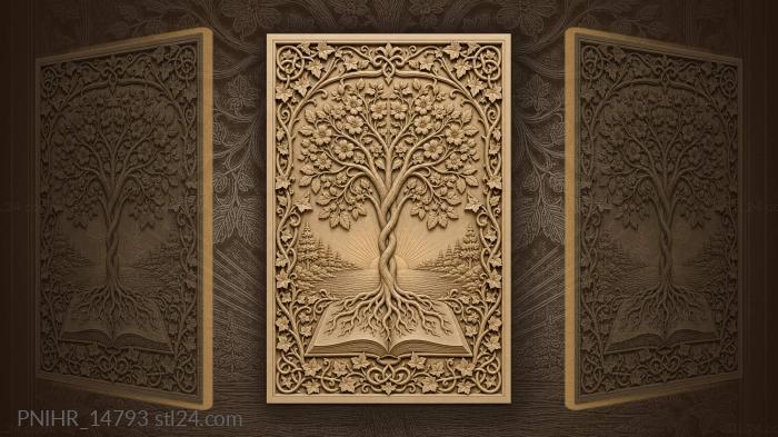 Tree growing out of open book 3d STL model