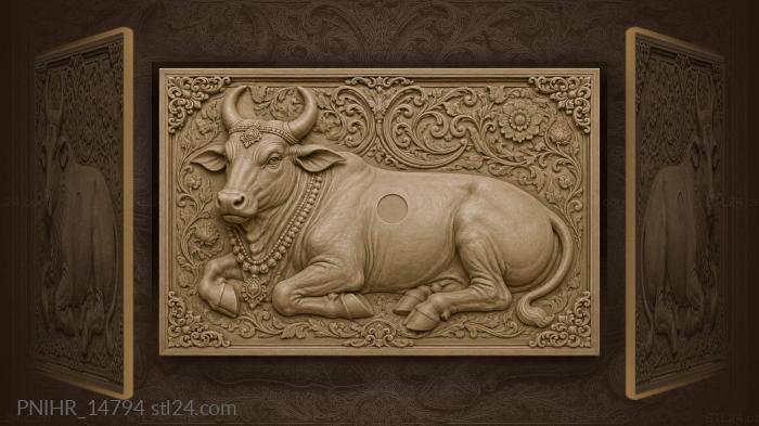 Resting bull serene countryside image 3d STL model