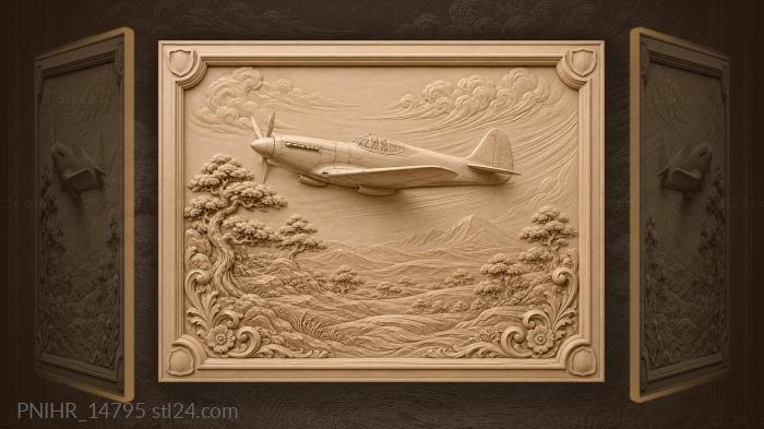 Flying airplane over gentle hills 3d STL model