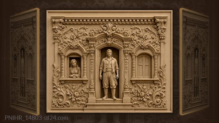Elegant city building with figures 3d STL model
