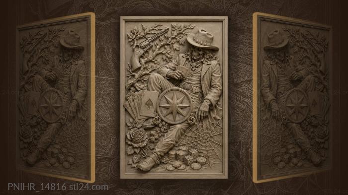 Wild west cards and weapons 3d STL model