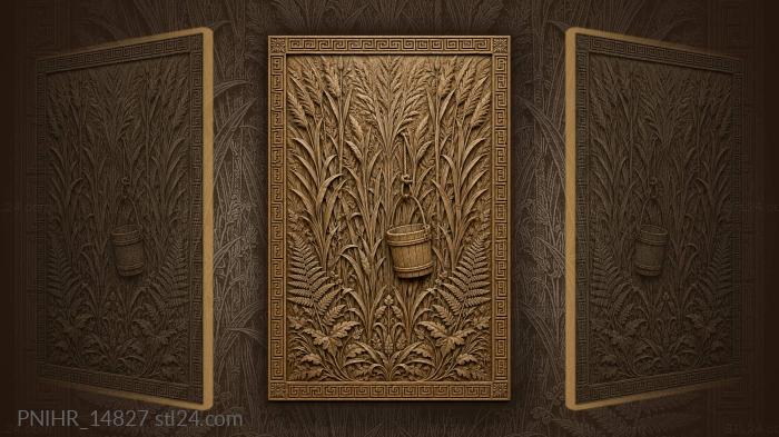 Reeds bucket lush foliage symmetry 3d STL model
