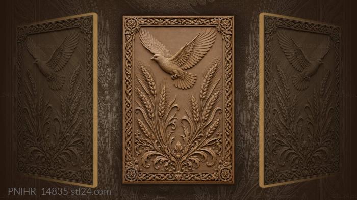 Bird above stalks of wheat 3d STL model
