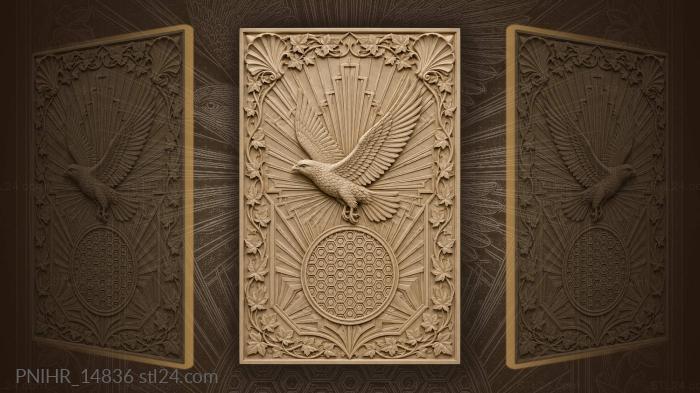 Bird above a honeycomb medallion 3d STL model