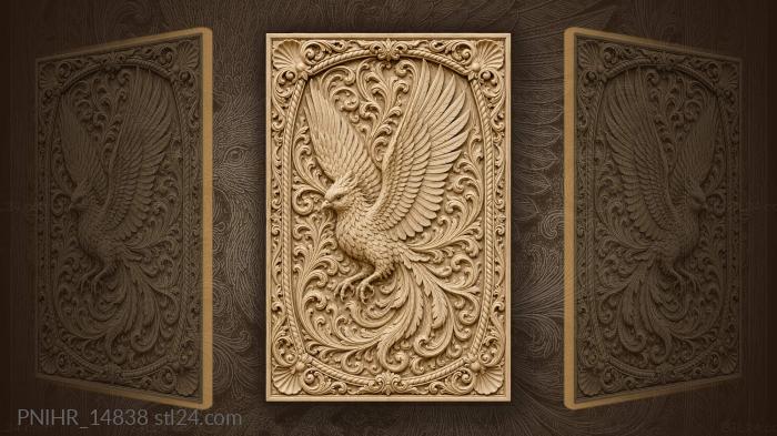 Bird among swirling scrollwork 3d STL model