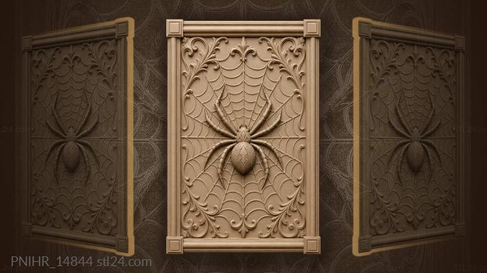 Black spider filling the whole web 3d STL model
