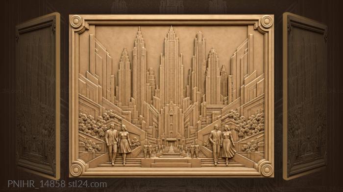 Modern city skyline geometric abstraction 3d STL model